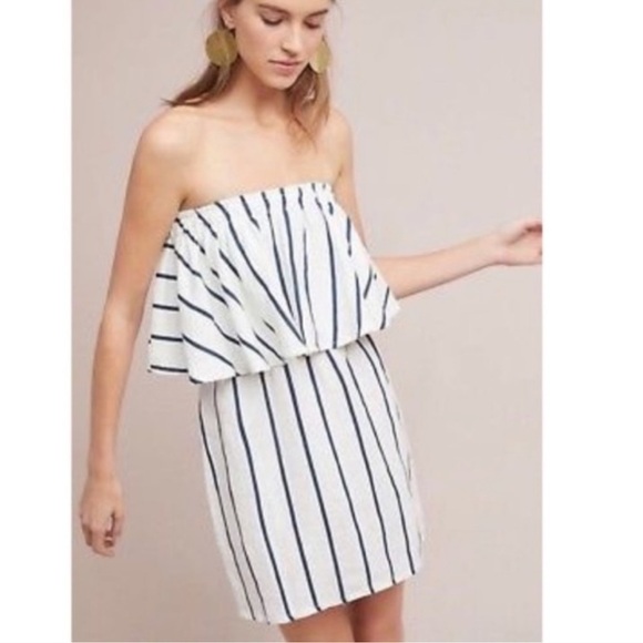 Faithfull the brand striped linen strapless dress size Small - Picture 1 of 15